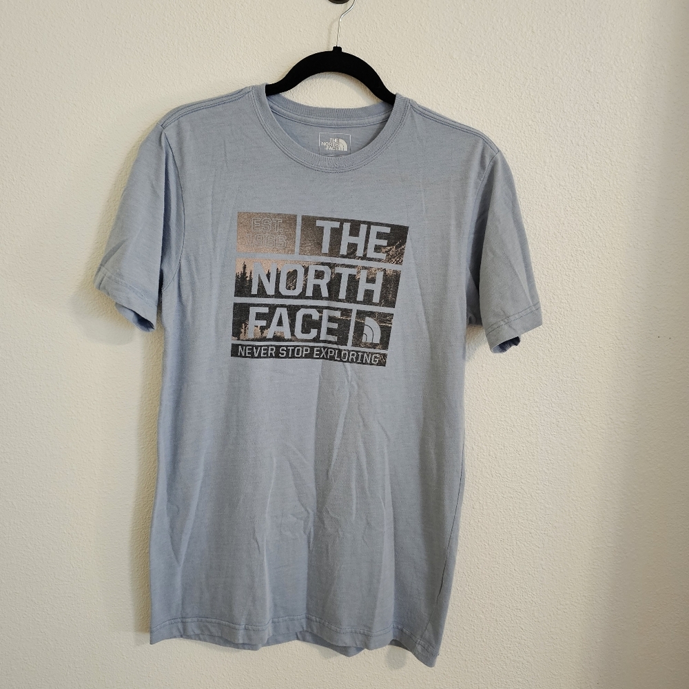 ✅️ The North Face Light Blue Slim Fit T-Shirt | Men's Small